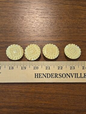 Carved Round Ivory-Tone Sewing Buttons - Set of 4